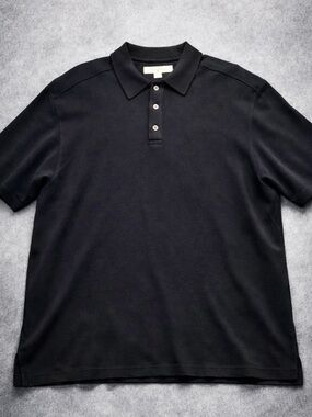 Tommy Bahama Silk Cotton Polo Shirt Black Short Sleeve Men’s XL Luxury Casual